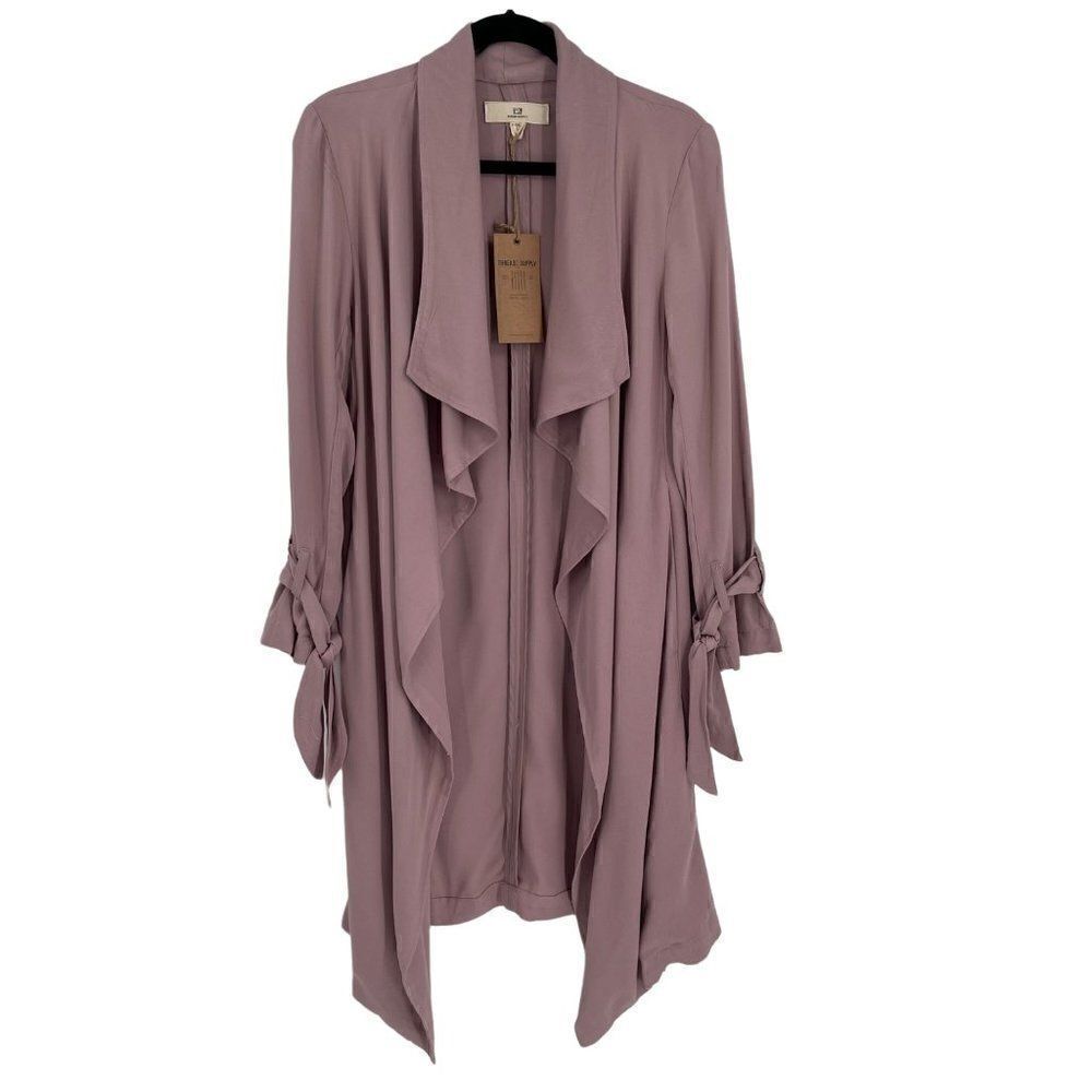 Thread &‎ Supply Wood Rose Belted Coat Waterfall Draped Lapel NWT Women XS